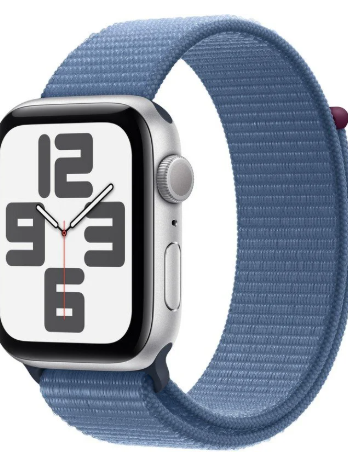 Apple Watch SE GPS 44mm Alumínio Prateado com Braceletes Loop Desportivas Azul-Inverno